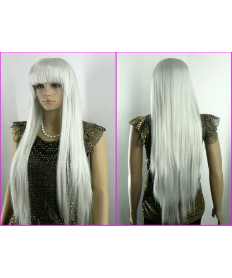 Parrucca bianca/argento liscia